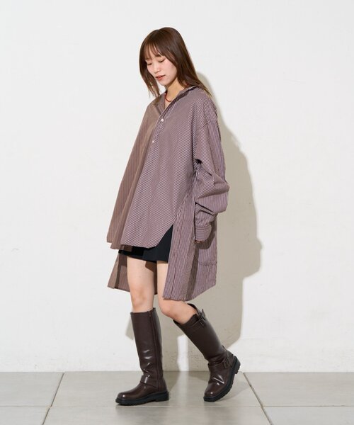 etsinta(エシンタ)の「【etsinta】リメイクオーバーシャツ(シャツ/ブラウス・レディース・ダークブルー/ブラウン/ネイビー・ONE SIZE)」の12枚目の写真