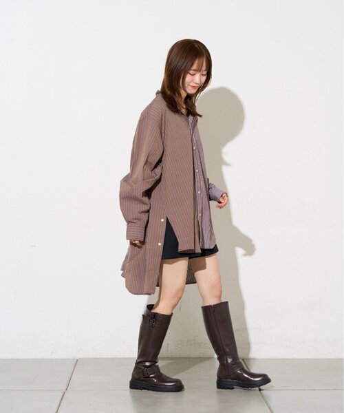 etsinta(エシンタ)の「【etsinta】リメイクオーバーシャツ(シャツ/ブラウス・レディース・ダークブルー/ブラウン/ネイビー・ONE SIZE)」の13枚目の写真