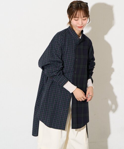 etsinta(エシンタ)の「【etsinta】リメイクオーバーシャツ(シャツ/ブラウス・レディース・ダークブルー/ブラウン/ネイビー・ONE SIZE)」の15枚目の写真