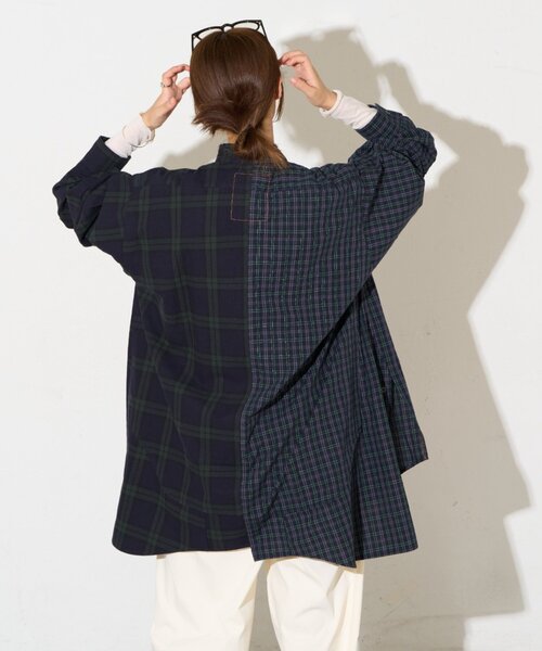etsinta(エシンタ)の「【etsinta】リメイクオーバーシャツ(シャツ/ブラウス・レディース・ダークブルー/ブラウン/ネイビー・ONE SIZE)」の16枚目の写真