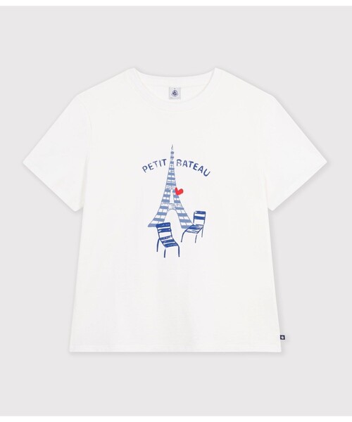PETIT BATEAU(プチバトー)の「プリント半袖Tシャツ(Tシャツ/カットソー・レディース・オフホワイト・LARGE/MEDIUM/X-SMALL/SMALL)」の1枚目の写真