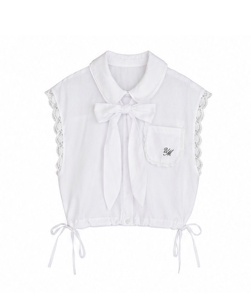 umm.clair(ウムクレール)の「No sleeve bow tie shirt(シャツ/ブラウス・レディース・ライトブルー/オフホワイト・FREE)」の7枚目の写真