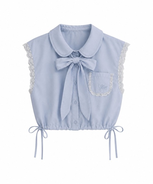 umm.clair(ウムクレール)の「No sleeve bow tie shirt(シャツ/ブラウス・レディース・ライトブルー/オフホワイト・FREE)」の8枚目の写真