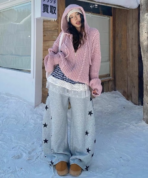 AsRiRe（アスリレイ）の「26aw スター柄切替ビッグポケットワイドスウェットパンツ（スウェットパンツ・レディース・ブラック/イエロー/グレー・M）」の21枚目の写真
