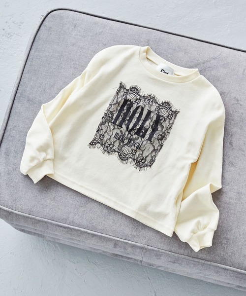 Piet(ピエット)の「レース使い ロゴ ロンT(Tシャツ/カットソー・キッズ・オフホワイト/ブラック/グレー・100/110/120/130)」の2枚目の写真