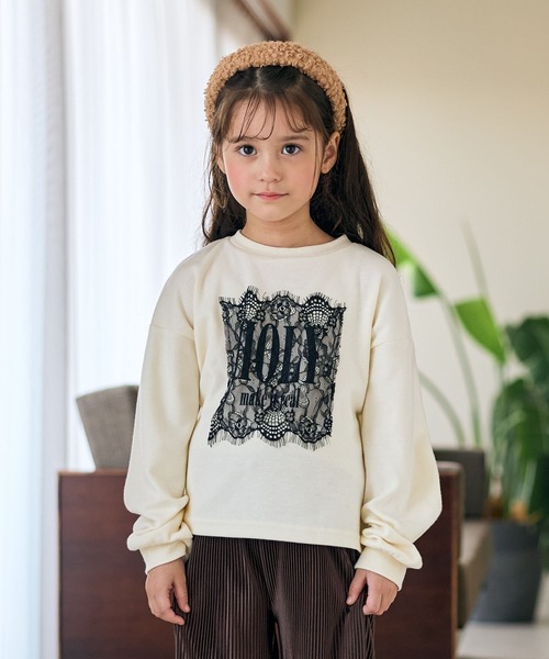 Piet(ピエット)の「レース使い ロゴ ロンT(Tシャツ/カットソー・キッズ・オフホワイト/ブラック/グレー・100/110/120/130)」の21枚目の写真