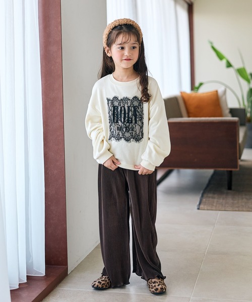 Piet(ピエット)の「レース使い ロゴ ロンT(Tシャツ/カットソー・キッズ・オフホワイト/ブラック/グレー・100/110/120/130)」の4枚目の写真