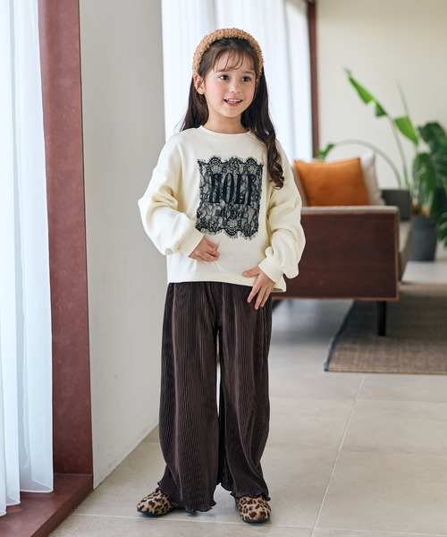 Piet(ピエット)の「レース使い ロゴ ロンT(Tシャツ/カットソー・キッズ・オフホワイト/ブラック/グレー・100/110/120/130)」の5枚目の写真