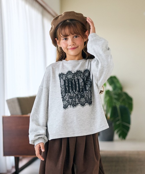 Piet(ピエット)の「レース使い ロゴ ロンT(Tシャツ/カットソー・キッズ・オフホワイト/ブラック/グレー・100/110/120/130)」の7枚目の写真