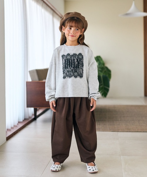 Piet(ピエット)の「レース使い ロゴ ロンT(Tシャツ/カットソー・キッズ・オフホワイト/ブラック/グレー・100/110/120/130)」の8枚目の写真
