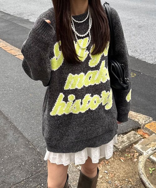 CIAOPANIC(チャオパニック)の「【エルフ×CIAOPANIC】#伝説彼ニット(ニット/セーター・レディース・チャコールグレー・FREE)」の2枚目の写真