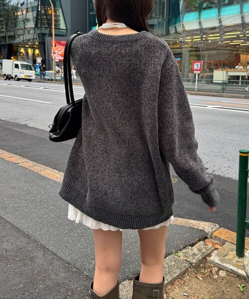 CIAOPANIC(チャオパニック)の「【エルフ×CIAOPANIC】#伝説彼ニット(ニット/セーター・レディース・チャコールグレー・FREE)」の4枚目の写真