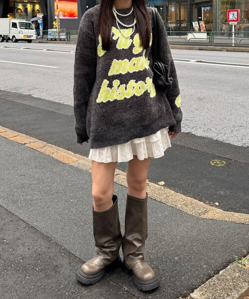 CIAOPANIC(チャオパニック)の「【エルフ×CIAOPANIC】#伝説彼ニット(ニット/セーター・レディース・チャコールグレー・FREE)」の5枚目の写真