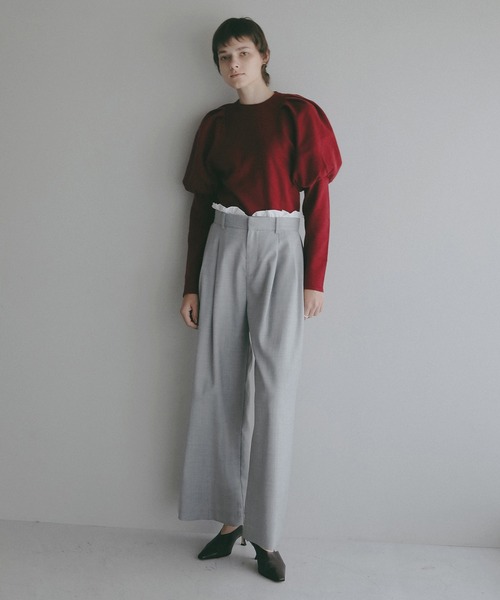 MANOF(マノフ)の「TUCK PUFF KNIT(ニット/セーター・レディース・グレー/レッド/アイボリー・F)」の16枚目の写真