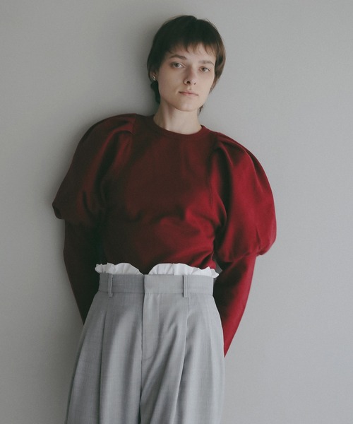 MANOF(マノフ)の「TUCK PUFF KNIT(ニット/セーター・レディース・グレー/レッド/アイボリー・F)」の14枚目の写真