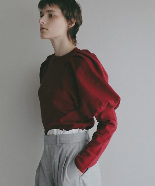 MANOF(マノフ)の「TUCK PUFF KNIT(ニット/セーター・レディース・グレー/レッド/アイボリー・F)」の17枚目の写真