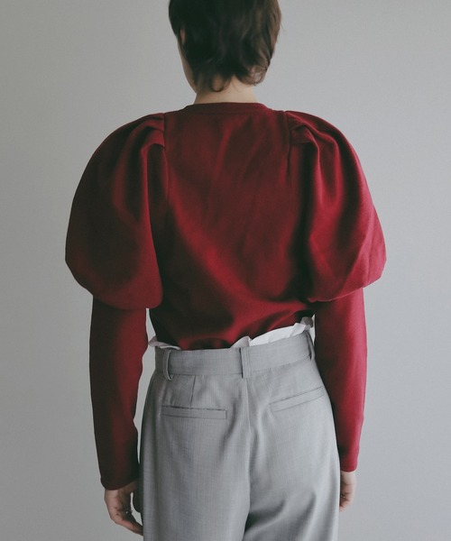 MANOF(マノフ)の「TUCK PUFF KNIT(ニット/セーター・レディース・グレー/レッド/アイボリー・F)」の19枚目の写真