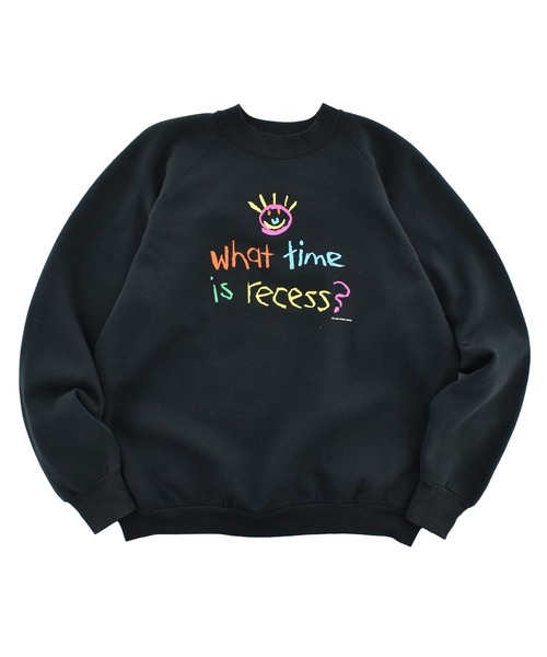 FRUIT OF THE LOOM(フルーツオブザルーム)の「【USED】90's Fruit of the Loom “What time is recess?” アート スウェット USA製(スウェット・メンズ・ブラック・X-LARGE)」の1枚目の写真