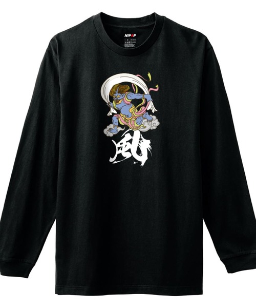 NIPOP(ニポップ)の「NIPOP(ニポップ) 長袖Tシャツ 風神 和 プリント インバウンド お土産 ロンT トップス メンズ ユニセックス(Tシャツ/カットソー・メンズ・ホワイト系1/ブラック系3/ブラック系1/ホワイト系2/ホワイト系3/ブラック系2・XL/L/M)」の5枚目の写真