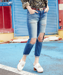 HYSTERIC GLAMOUR | USED加工Sデニム 八分丈スリムPT(デニムパンツ)