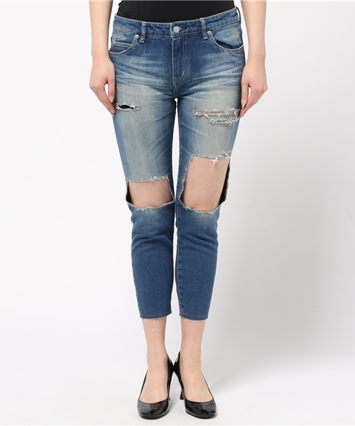 HYSTERIC GLAMOUR（ヒステリックグラマー）の「USED加工Sデニム 八分丈スリムPT（デニムパンツ・レディース・インディゴブルー・XX-SMALL/MEDIUM/SMALL/X-SMALL）」の13枚目の写真