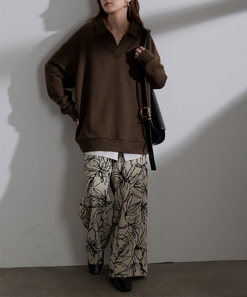 HUG.U(ハグユー)の「スキッパースウェット(スウェット・レディース・モカ/ケリーグリーン/ブラック/オレンジ/ストーン・FREE)」の9枚目の写真