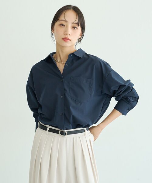earth music&ecology（アースミュージックアンドエコロジー）の「スタンダードシャツ（シャツ/ブラウス・レディース・ブラウン系その他4/ダークネイビー/ボルドー・FREE）」の7枚目の写真