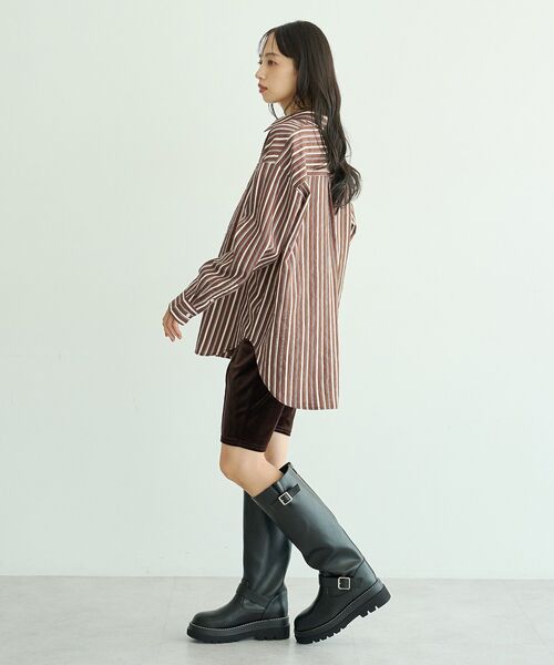 earth music&ecology（アースミュージックアンドエコロジー）の「スタンダードシャツ（シャツ/ブラウス・レディース・ブラウン系その他4/ダークネイビー/ボルドー・FREE）」の16枚目の写真
