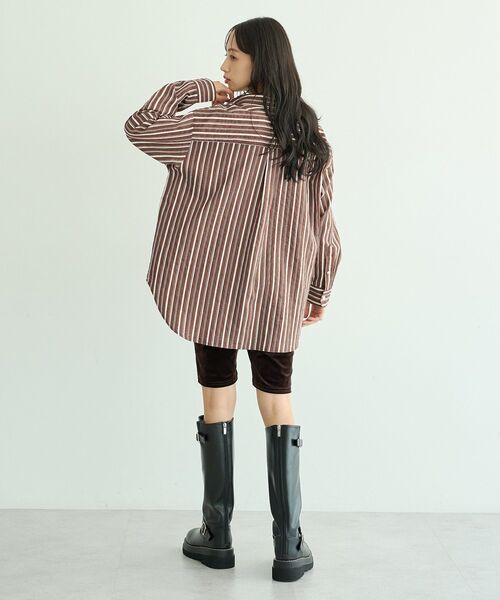 earth music&ecology（アースミュージックアンドエコロジー）の「スタンダードシャツ（シャツ/ブラウス・レディース・ブラウン系その他4/ダークネイビー/ボルドー・FREE）」の17枚目の写真