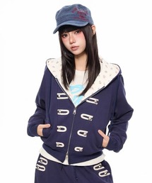 26aw 花柄フード裏ナポレオンデザインダブルジップパーカー