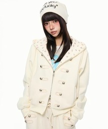 26aw 花柄フード裏ナポレオンデザインダブルジップパーカー