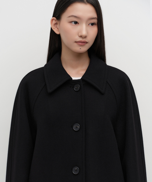 MUSINSA STANDARD WOMAN（ムシンサスタンダードウーマン）の「ウィメンズカシミヤブレンドハーフバルマカンコート[ブラック]（チェスターコート・レディース・その他・X-SMALL/S/M/L）」の4枚目の写真