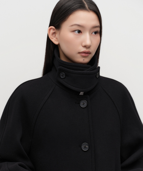 MUSINSA STANDARD WOMAN（ムシンサスタンダードウーマン）の「ウィメンズカシミヤブレンドハーフバルマカンコート[ブラック]（チェスターコート・レディース・その他・X-SMALL/S/M/L）」の5枚目の写真