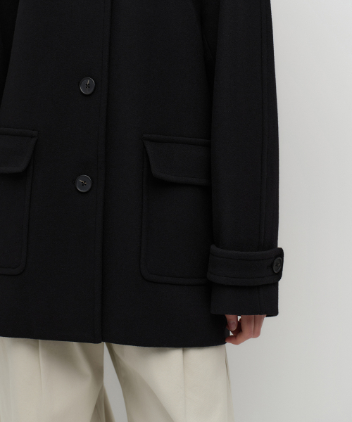 MUSINSA STANDARD WOMAN（ムシンサスタンダードウーマン）の「ウィメンズカシミヤブレンドハーフバルマカンコート[ブラック]（チェスターコート・レディース・その他・X-SMALL/S/M/L）」の6枚目の写真