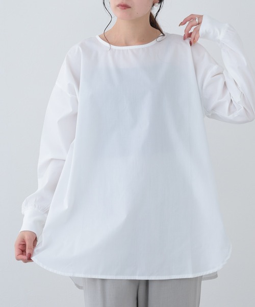 FUNALIVE(ファンアライブ)の「26AW ポプリンリブ袖長袖プルオーバー(Tシャツ/カットソー・レディース・サックスブルー/アイボリー/ブラック・M-L)」の2枚目の写真