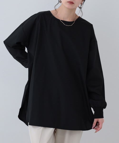 FUNALIVE(ファンアライブ)の「26AW ポプリンリブ袖長袖プルオーバー(Tシャツ/カットソー・レディース・サックスブルー/アイボリー/ブラック・M-L)」の3枚目の写真