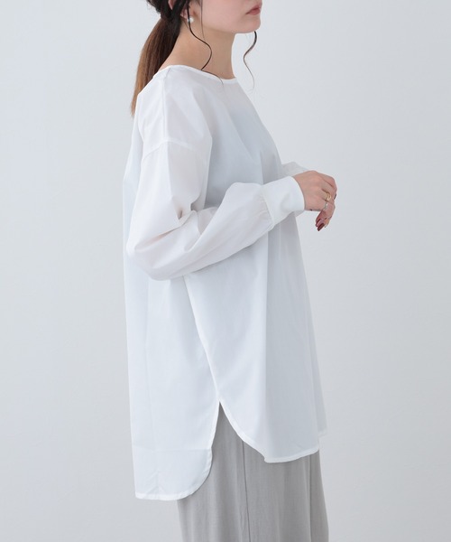 FUNALIVE(ファンアライブ)の「26AW ポプリンリブ袖長袖プルオーバー(Tシャツ/カットソー・レディース・サックスブルー/アイボリー/ブラック・M-L)」の5枚目の写真