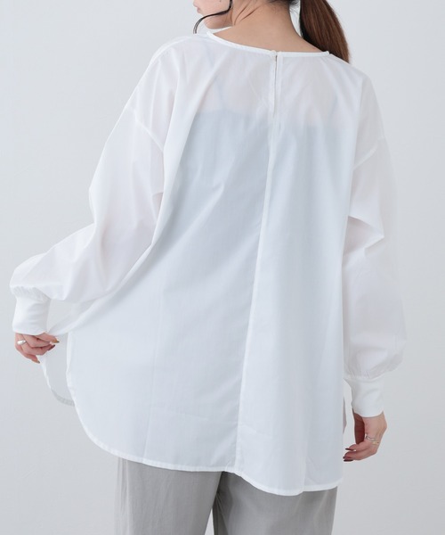 FUNALIVE(ファンアライブ)の「26AW ポプリンリブ袖長袖プルオーバー(Tシャツ/カットソー・レディース・サックスブルー/アイボリー/ブラック・M-L)」の6枚目の写真