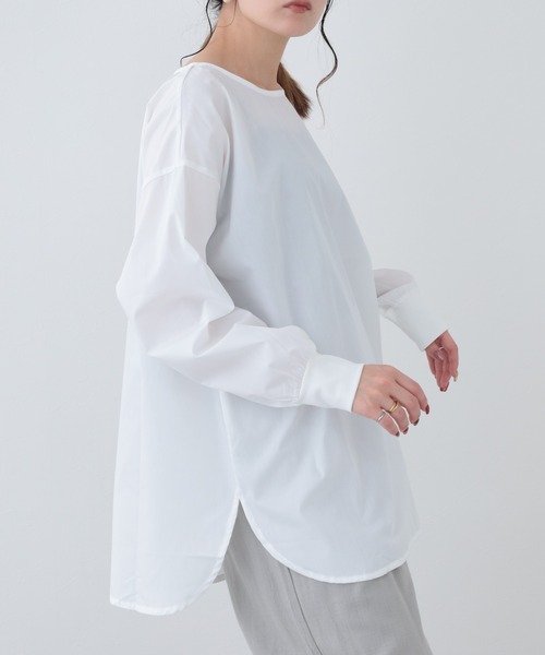 FUNALIVE(ファンアライブ)の「26AW ポプリンリブ袖長袖プルオーバー(Tシャツ/カットソー・レディース・サックスブルー/アイボリー/ブラック・M-L)」の4枚目の写真