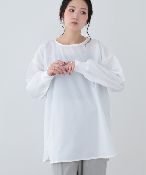 FUNALIVE(ファンアライブ)の「26AW ポプリンリブ袖長袖プルオーバー(Tシャツ/カットソー・レディース・サックスブルー/アイボリー/ブラック・M-L)」の8枚目の写真