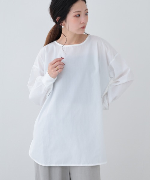 FUNALIVE(ファンアライブ)の「26AW ポプリンリブ袖長袖プルオーバー(Tシャツ/カットソー・レディース・サックスブルー/アイボリー/ブラック・M-L)」の9枚目の写真