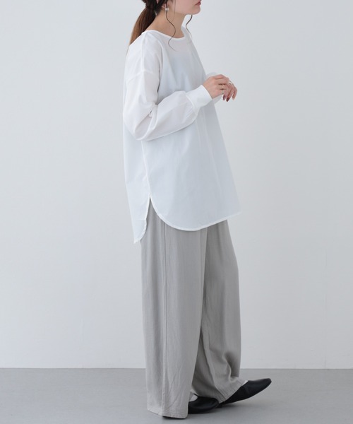FUNALIVE(ファンアライブ)の「26AW ポプリンリブ袖長袖プルオーバー(Tシャツ/カットソー・レディース・サックスブルー/アイボリー/ブラック・M-L)」の11枚目の写真
