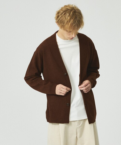 ABAHOUSE（アバハウス）の「ソフトタッチ ウールミックス セミショール カーディガン（カーディガン/ボレロ・メンズ・ブラウン/ネイビー/モカ・44/46/48）」の19枚目の写真