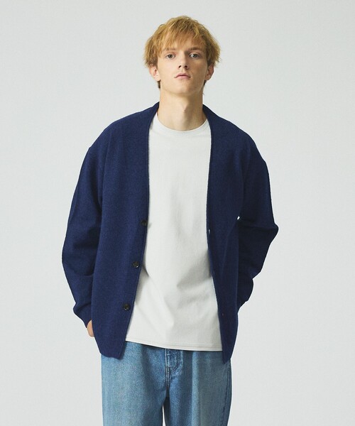 ABAHOUSE（アバハウス）の「ソフトタッチ ウールミックス セミショール カーディガン（カーディガン/ボレロ・メンズ・ブラウン/ネイビー/モカ・44/46/48）」の4枚目の写真