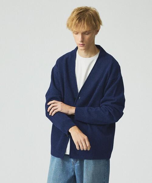 ABAHOUSE（アバハウス）の「ソフトタッチ ウールミックス セミショール カーディガン（カーディガン/ボレロ・メンズ・ブラウン/ネイビー/モカ・44/46/48）」の7枚目の写真