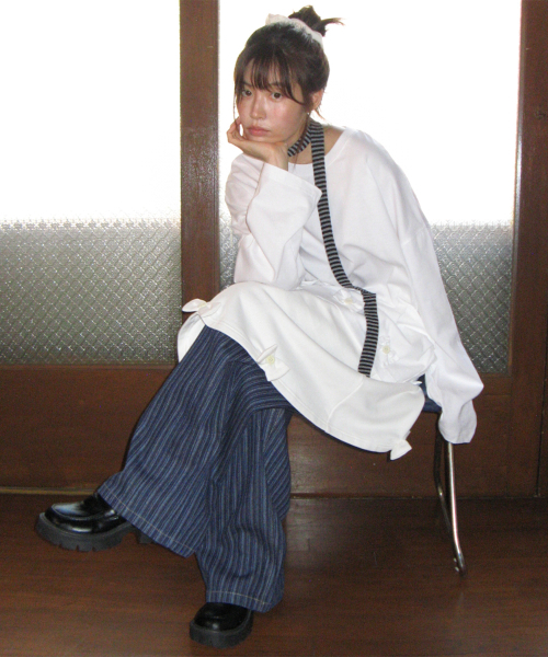 RONRON(ロンロン)の「ストライプデニム バルーンパンツ ミディアムブルー(デニムパンツ・レディース・その他・SMALL/MEDIUM)」の7枚目の写真