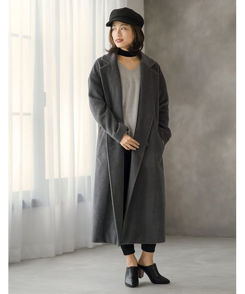 Re:EDIT（リエディ）の「[リエディ]ダブルボタンチェスターコートアウター/コート（チェスターコート・レディース・グレー/チャコールグレー/ブラック/サックスブルー/ベージュ/ピンクベージュ・MEDIUM/LARGE）」の16枚目の写真