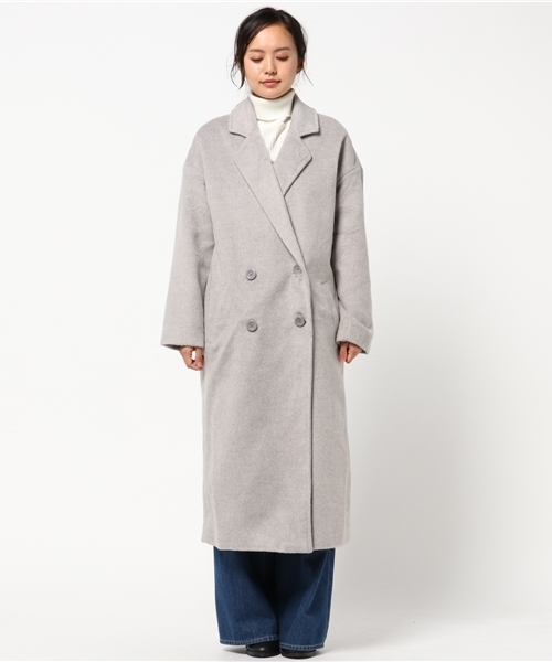 Re:EDIT（リエディ）の「[リエディ]ダブルボタンチェスターコートアウター/コート（チェスターコート・レディース・グレー/チャコールグレー/ブラック/サックスブルー/ベージュ/ピンクベージュ・MEDIUM/LARGE）」の7枚目の写真