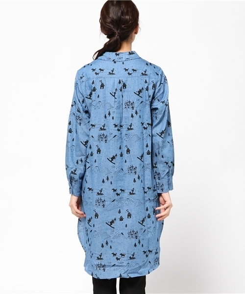rovtski（ロフトスキー）の「スキー柄ワンピースシャツ（シャツワンピース・レディース・ブルー・FREE）」の4枚目の写真