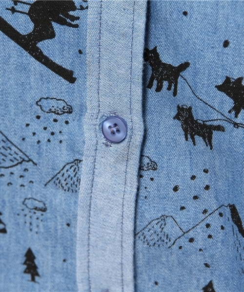 rovtski（ロフトスキー）の「スキー柄ワンピースシャツ（シャツワンピース・レディース・ブルー・FREE）」の10枚目の写真